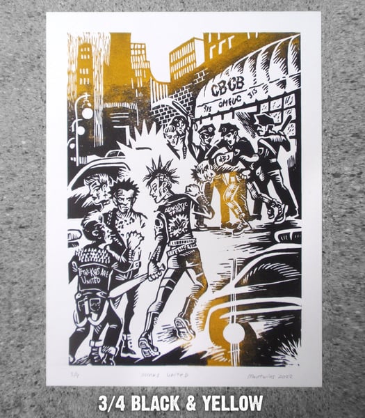 Image of Punx United Lino Print \ shipping in Jan