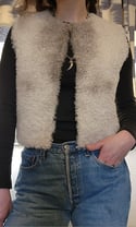 Grey & Ivory Shearling Vest
