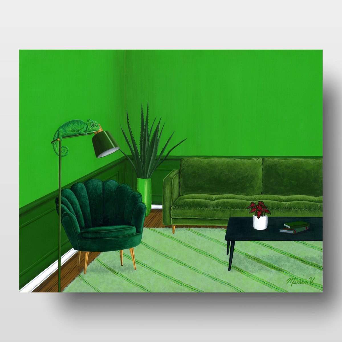 Green chameleon print by Editors Choice