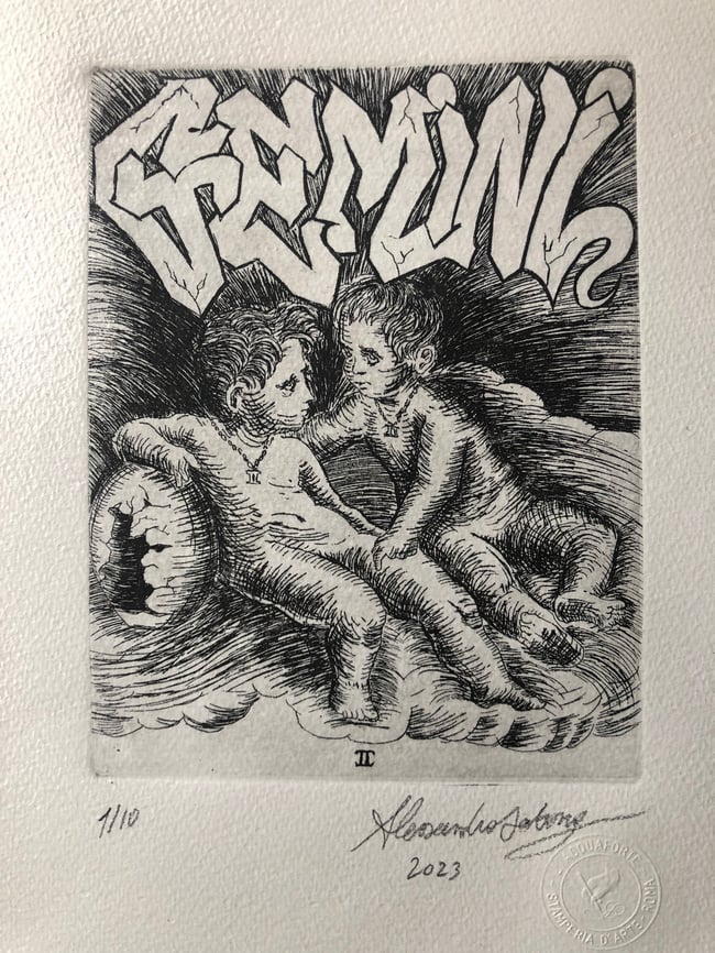 Incisione acquaforte Gemini