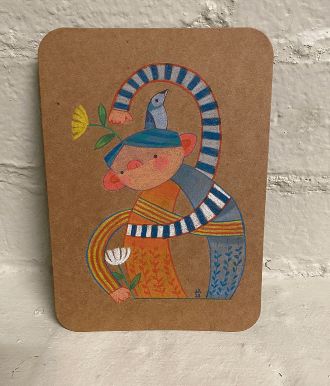 ORIGINAL ART: the reach //approx 5x7 //colored pencil on paper