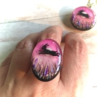 Image 1 of Leaping Hare and Moon Resin Statement Ring