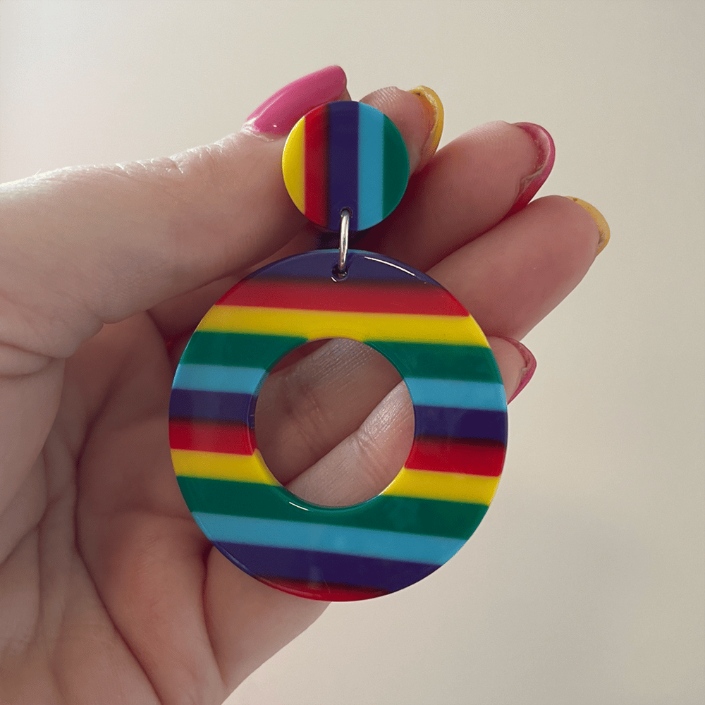 Image of Rainbow Hoop Dangles (sizes 2g-7/16)