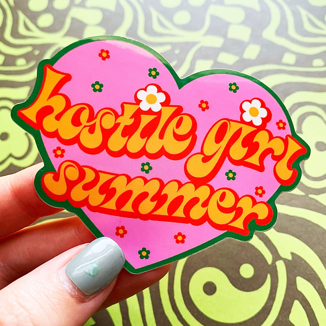 Hostile Girl Summer Sticker | krystan saint cat