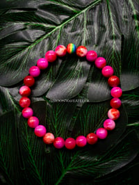 Image 1 of The Red Sunset Pride Bracelet + Rose Quartz Crystal Cock Stickers Full Set