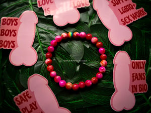 Image of The Red Sunset Pride Bracelet + Rose Quartz Crystal Cock Stickers Full Set