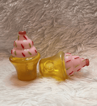 Image 2 of Beautiful Pink Cup Cake, Glass Smoking Bowl, Color Changing Pipe, Girly Glass Pipe