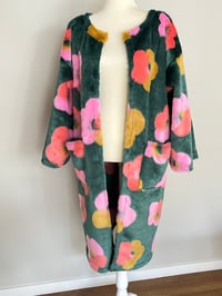 Image 3 of Faux Fur Retro Flower Coat 