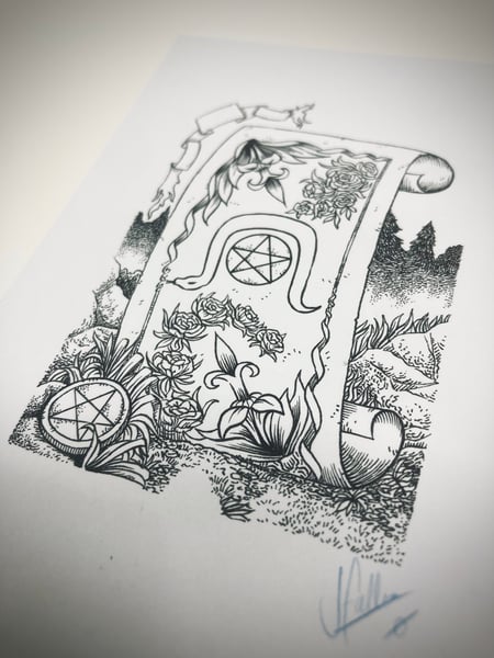 Image of Original Art | Page of Pentacles: The Light in the Mist