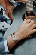 Personalized Guitar Pick round black leather bracelet