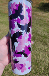 20 oz white glitter Raven and Cherry Blossom metal tumbler