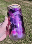 16oz Glass Ravens and Cherry Blossoms color shift can cup
