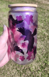 16oz Glass Ravens and Cherry Blossoms color shift can cup