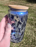 16oz Glass Blue Yandere Iridescent Color Shift Cup Can