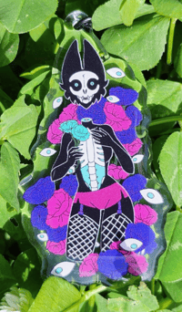 Image 1 of Cat Head Monster Girl acrylic keychain