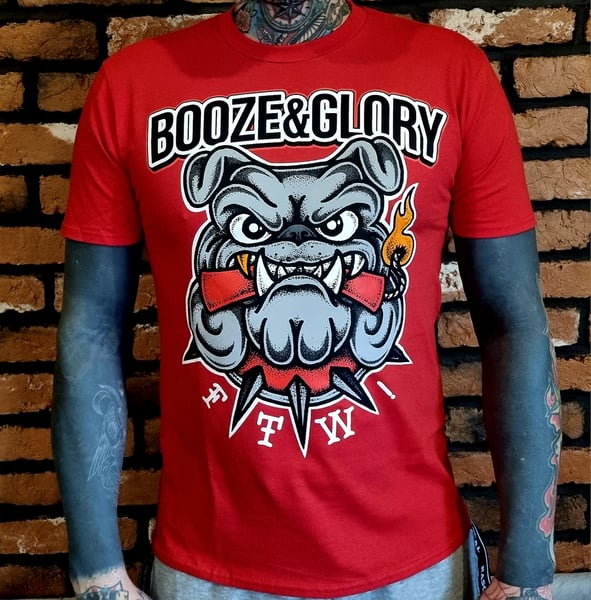 Image of Booze & Glory Bulldog Red Tshirt