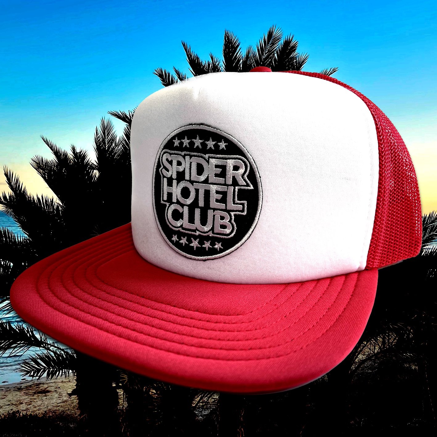 Image of SPIDER HOTEL CLUB - TRUCKER HAT RED/WHITE