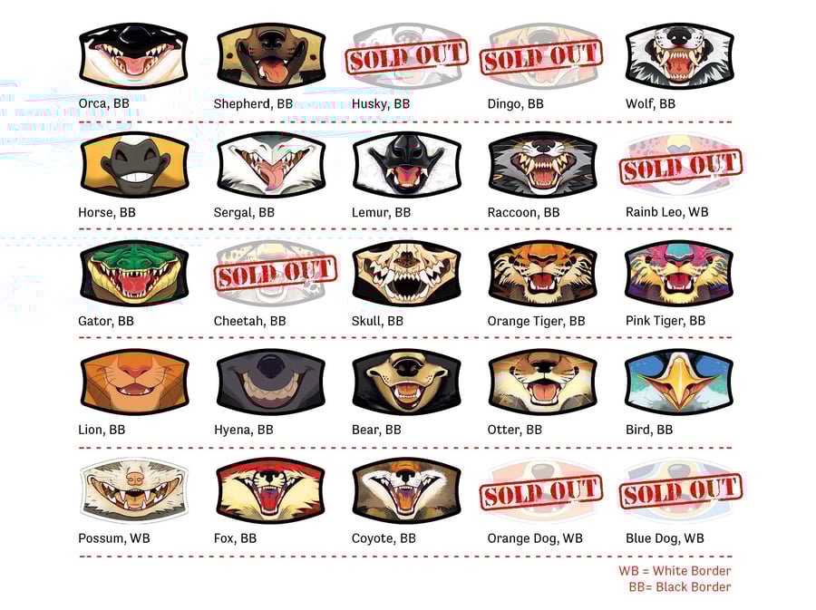 Image of Maw Masks  - 12 DESIGNS