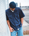 CONTRAST STITCH SHIRT // NAVY