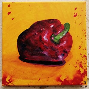 Image of SEAN WORRALL - The Red Pepper From Mare Street - Acrylic on canvas 20x20cm