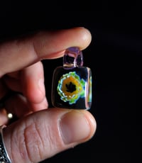 Image 1 of Mini square psychedelic flower pendant. 