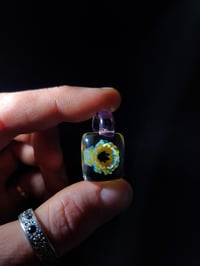 Image 2 of Mini square psychedelic flower pendant. 