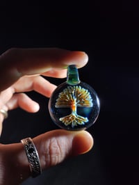 Image 1 of Psychedelic tree pendant backed in blue stardust (This is the one I made on my live yesterday)