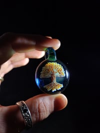 Image 2 of Psychedelic tree pendant backed in blue stardust (This is the one I made on my live yesterday)