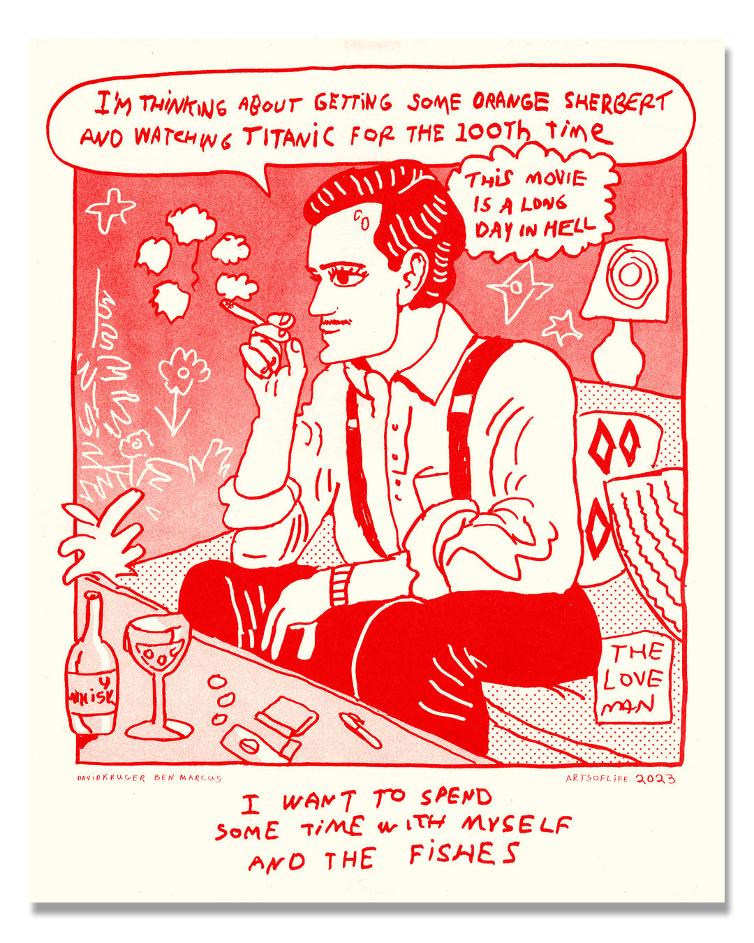 Love Man Thinking About Titantic Riso Print