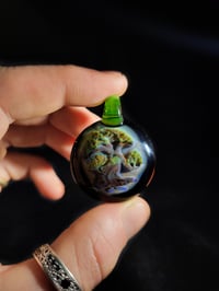 Image 2 of Bonsai pendant backed in galaxy with green energy bale.