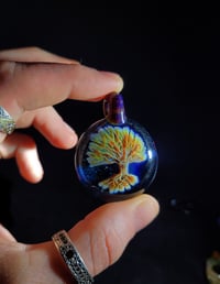 Image 1 of Psychedelic tree pendant backed in heavy blue stardust 🫠🌳