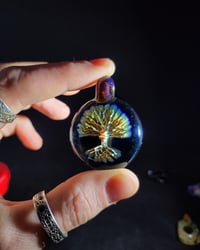 Image 2 of Psychedelic tree pendant backed in heavy blue stardust 🫠🌳