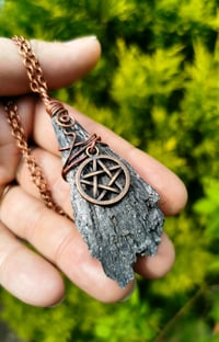 Image 1 of Black kyanite witch pendant
