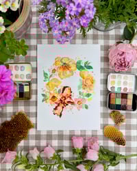 Image 4 of Various Prints - Moth, Hydrangea, Ducks, Yellow Wreath & Bee on Rhodedendron