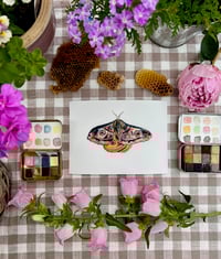 Image 1 of Various Prints - Moth, Hydrangea, Ducks, Yellow Wreath & Bee on Rhodedendron
