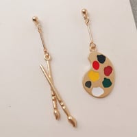 Image 1 of 'Palette and Paint Brushes' Earings - Special Offer 