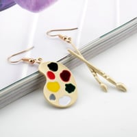 Image 2 of 'Palette and Paint Brushes' Earings - Special Offer 