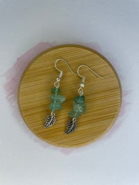 Image 2 of Green Aventurine Leaf Earrings