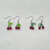 mini red cherry earrings