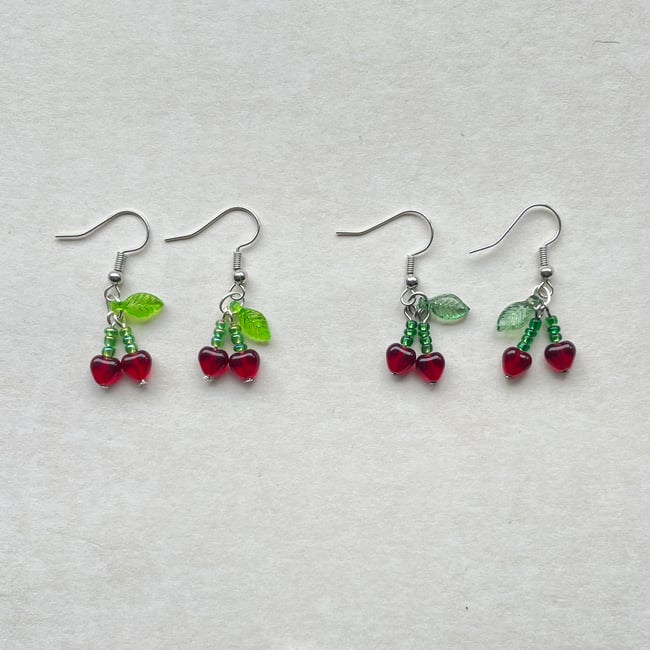 mini red cherry earrings