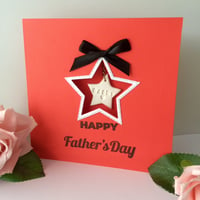 Image 1 of Handmade Fathers Day Card, Daddy Keyring Card, Fathers Day Star Card