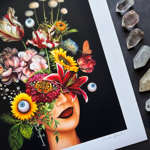 Image of Hand Embellished 'The Painted Lady' Giclée Print - Painted Edition of 5