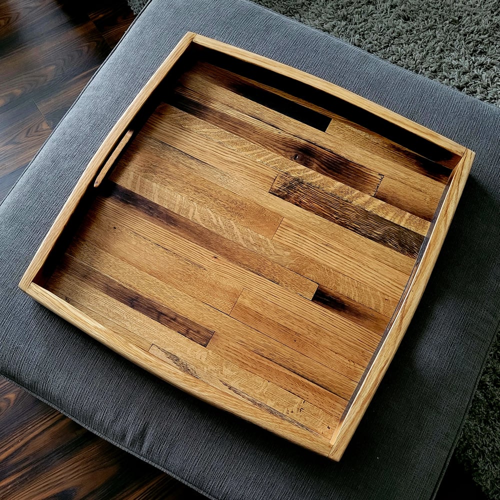 Bourbon Barrel Ottoman Tray Toasted Oak Studio