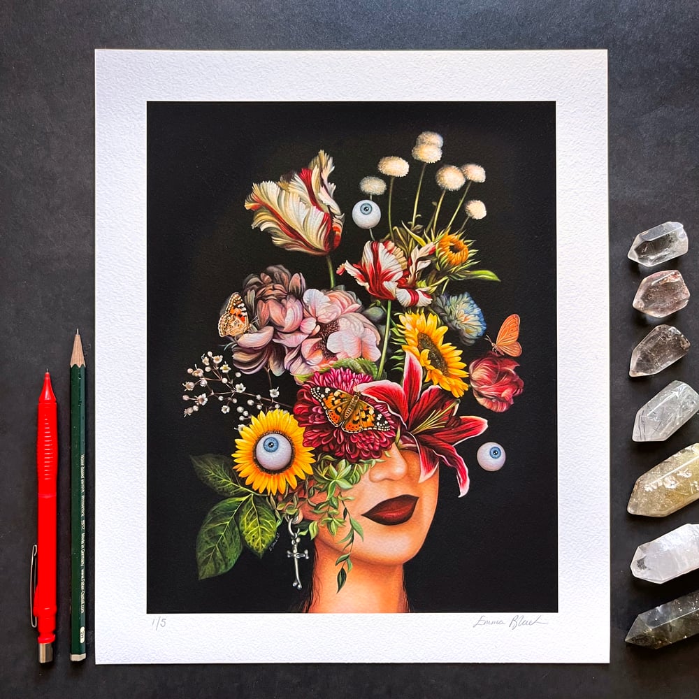 Image of Hand Embellished 'The Painted Lady' Giclée Print - Painted Edition of 5