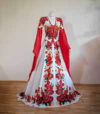 Image 1 of Slavic polish medieval fantasy elven flowers wedding dress white