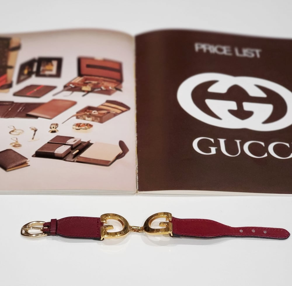 Image of Vtg. Gucci Burgundy "GG" Bracelet 