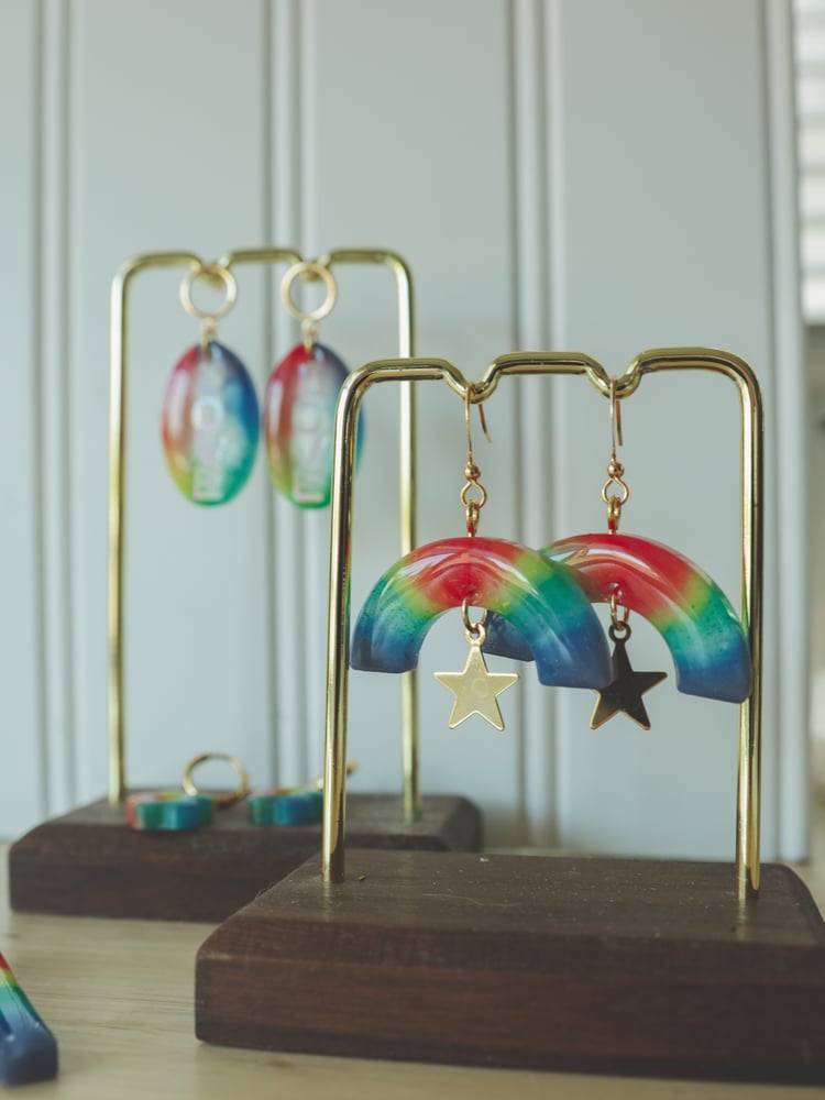 Image of Rainbow & Stars Hook Earrings