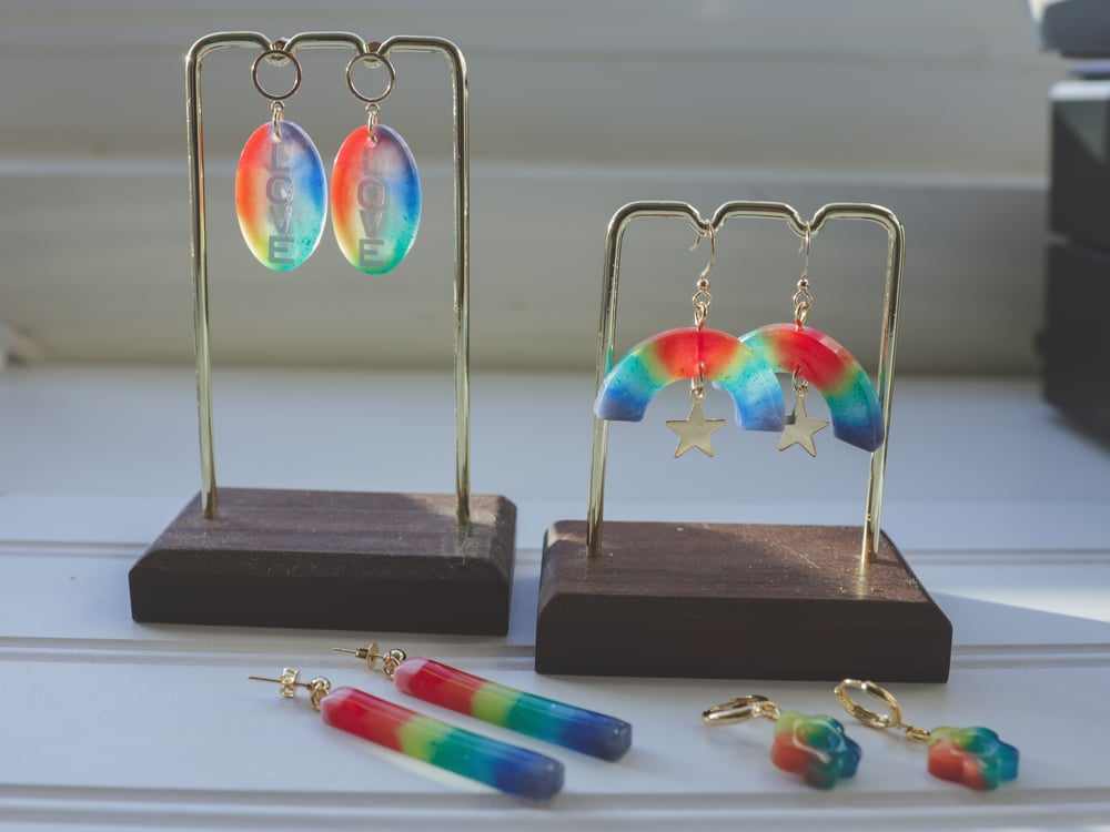 Image of Rainbow & Stars Hook Earrings