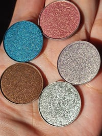 Image 4 of Metallic Chromatics Bundle of 5 duochrome vegan pressed pan shimmery sparkly