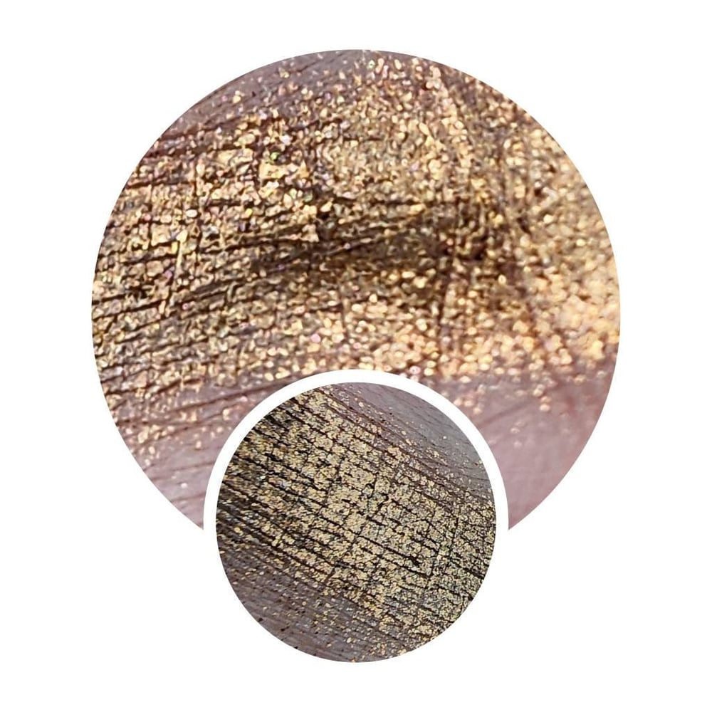 Image of Multichrome Pudding! chameleon pressed pan shimmery golden yellow brown flakes